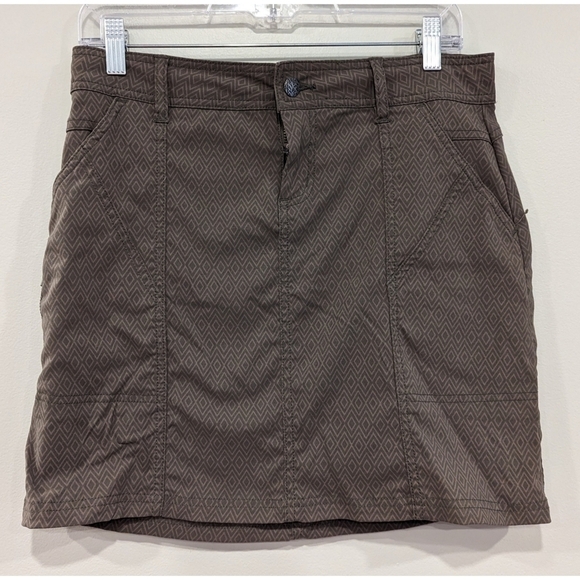 Prana Brown Patterned Pocket Skirt Size 4 - Picture 1 of 6